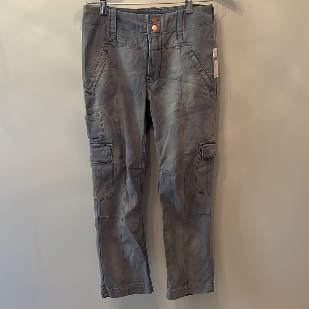 NWT Anthropologie Cargo Pants Light Grey/ Blue Sz 26​​​​​​